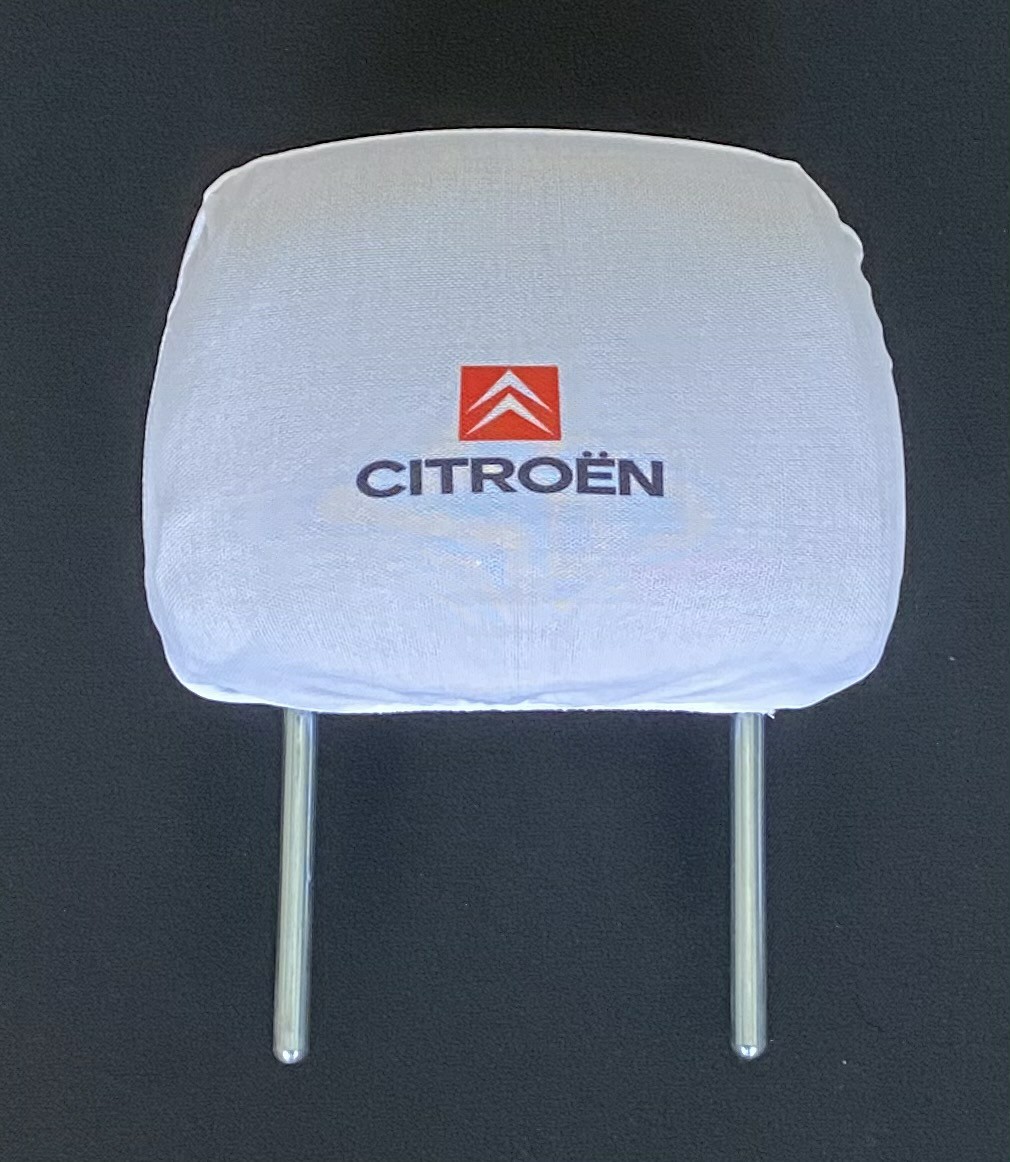 Biele návleky na opierky hlavy s logom Citroen