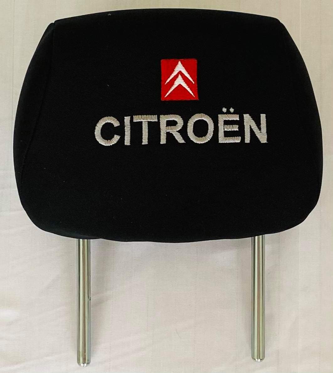Čierne návleky na opierky hlavy s logom Citroen - 2ks