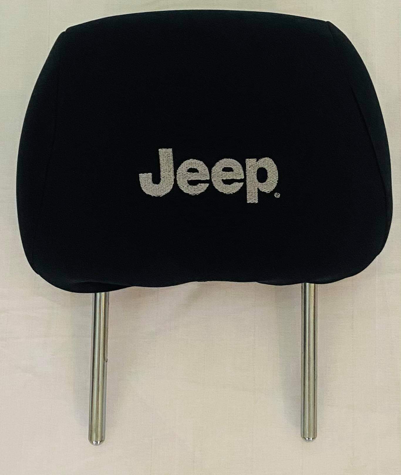 Čierne návleky na opierky hlavy s logom Jeep