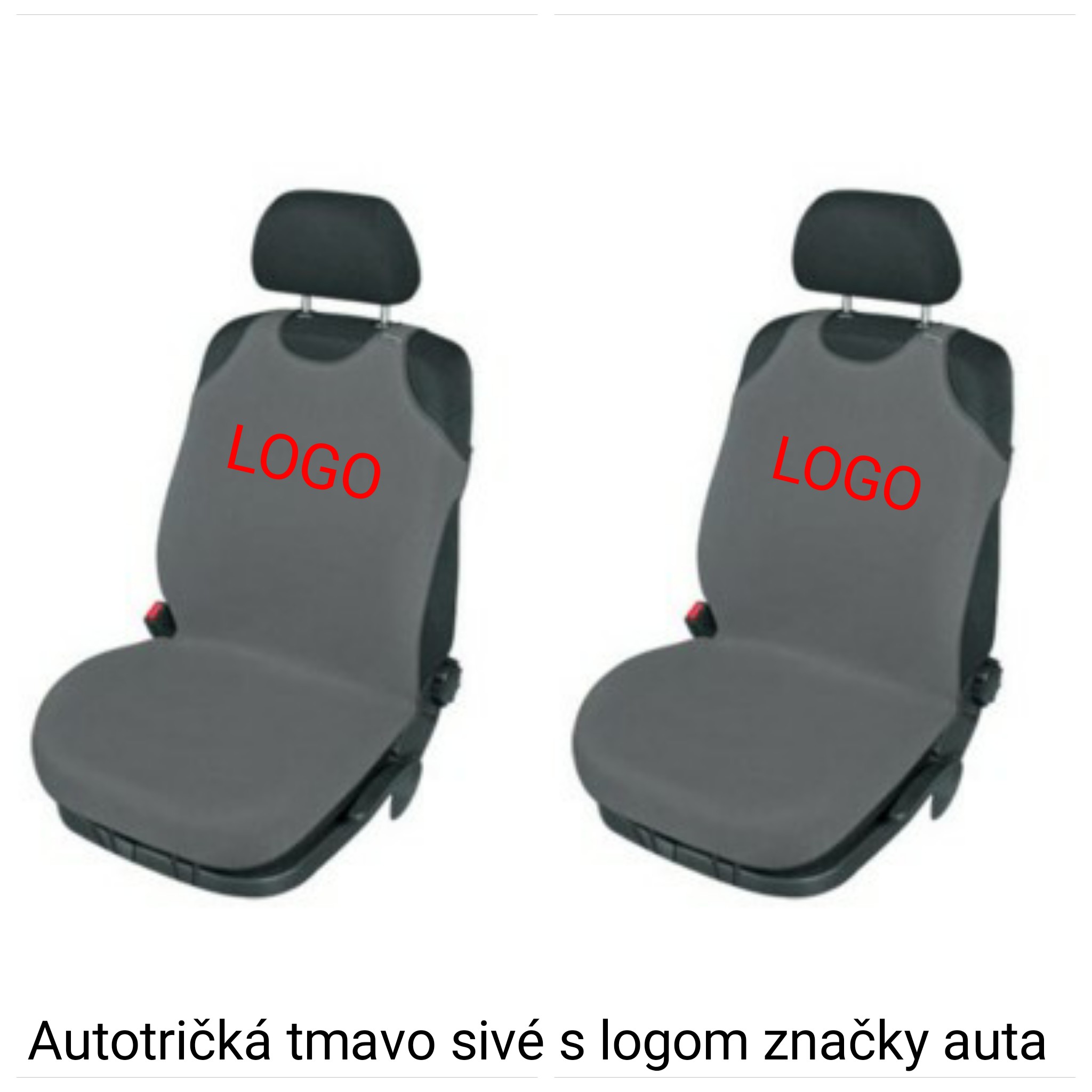 Autotričká sivé s logom značky auta - predné + zadné sedadlá