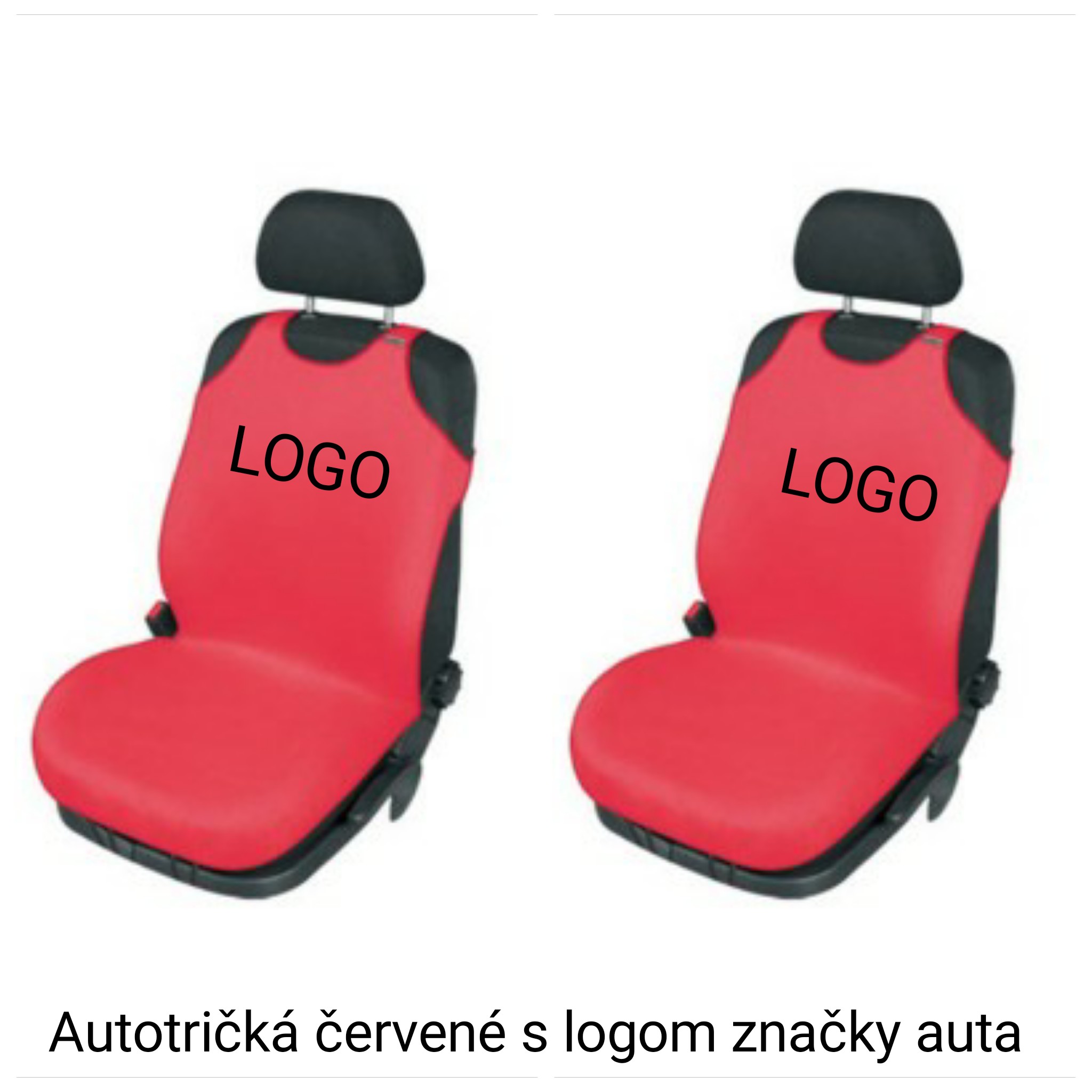 Autotričká červené s logom značky auta - predné + zadné sedadlá