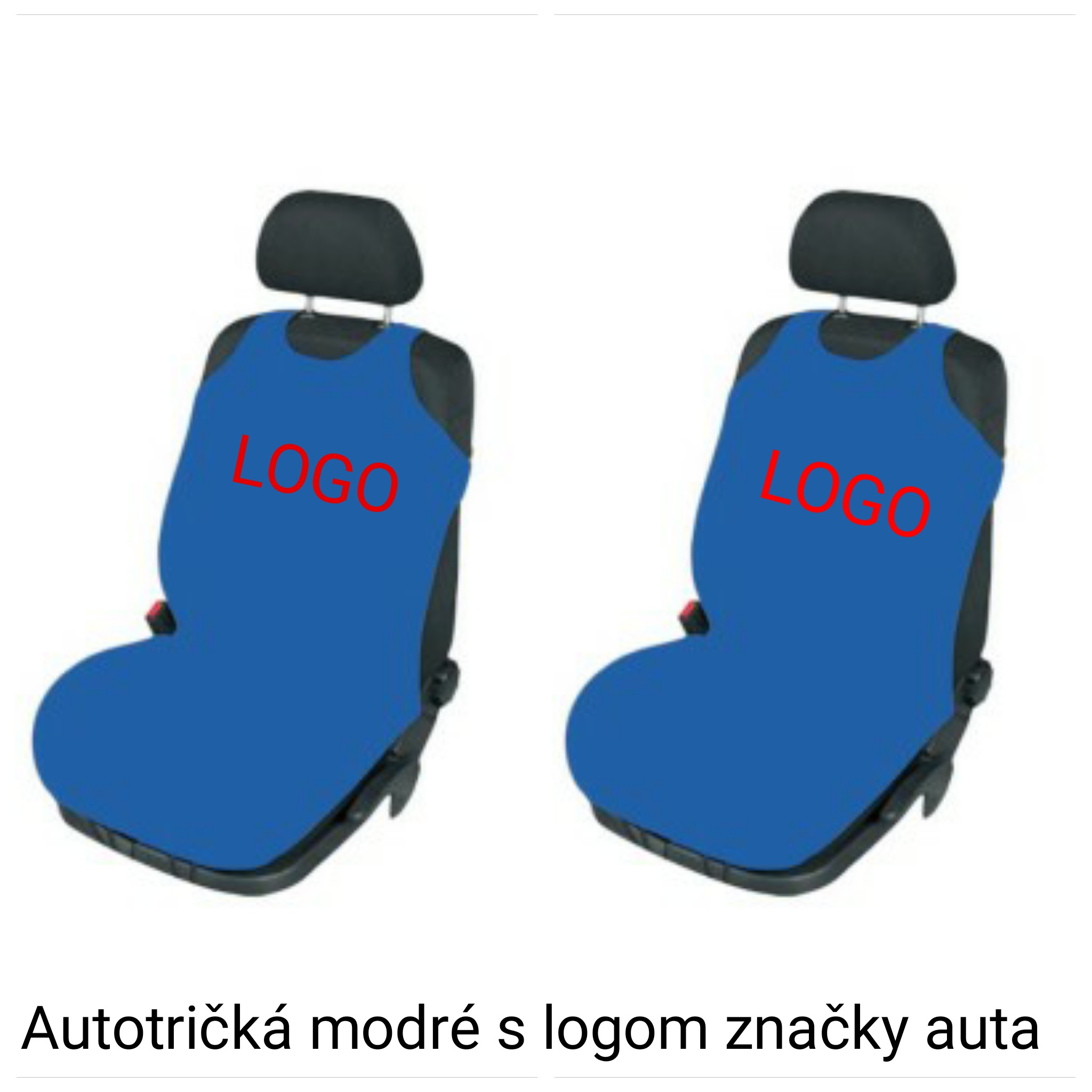 Autotričká modré s logom značky auta - predné + zadné sedadlá