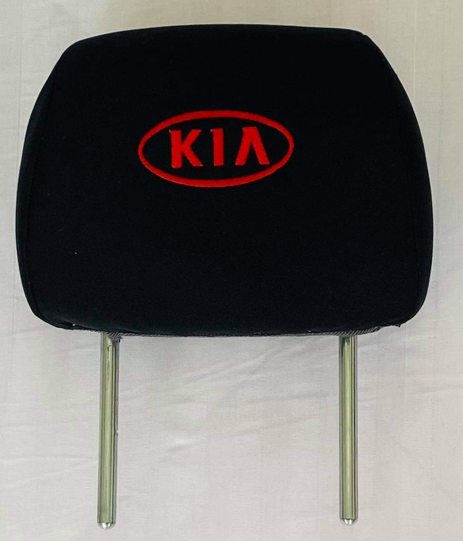 Čierne návleky na opierky hlavy s logom Kia - 2ks