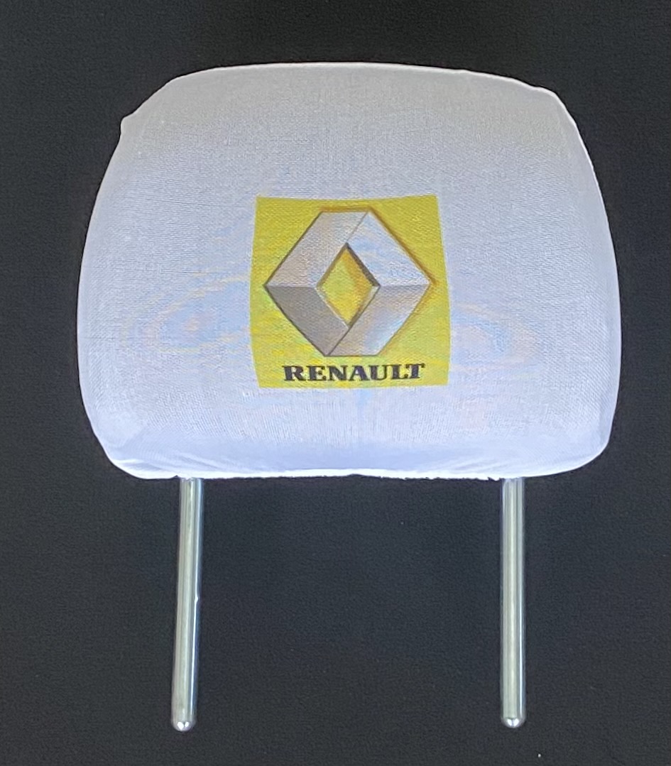 Biele návleky na opierky hlavy s logom Renault